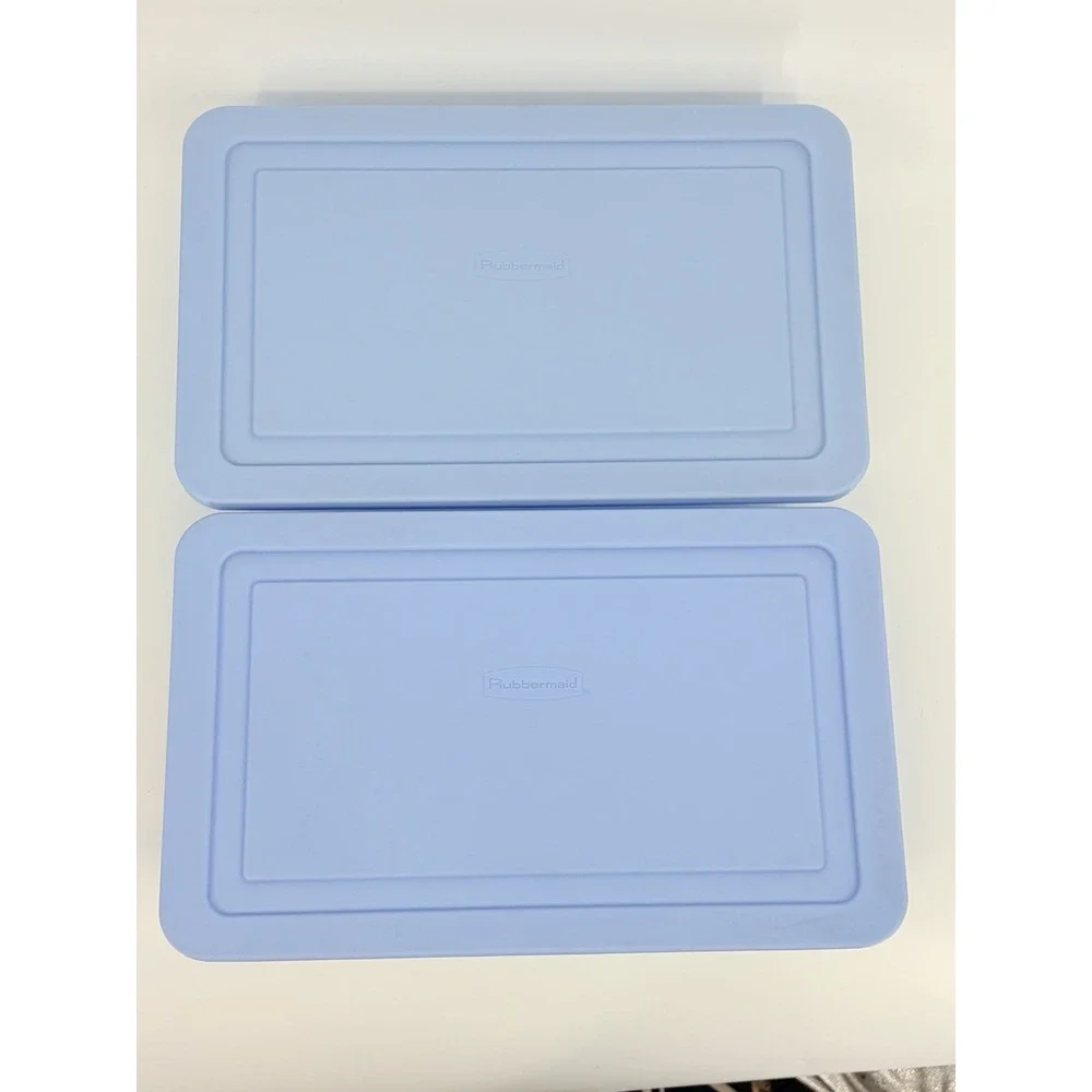 2 Vintage Rubbermaid Keepers Storage Containers 0286 Slate Blue Boxes and Lids